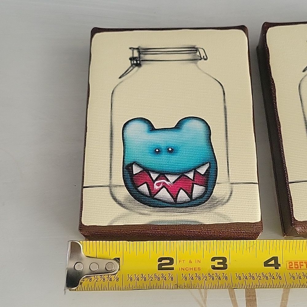 2 monster original signed works of art 3.5 x 5, set of two, bear bear & Albee - Picture 8 of 9